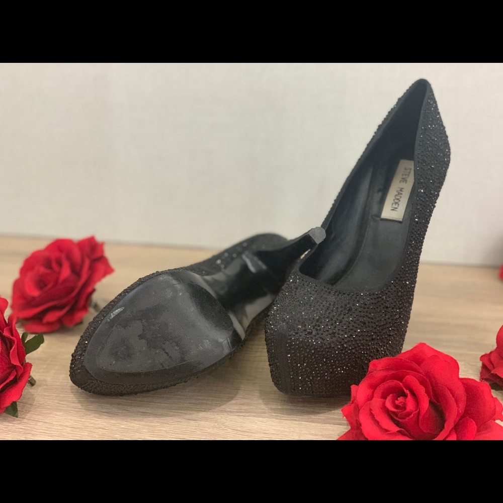 Steve Madden Black Rhinestone Platform Pumps - Picture 3 of 11